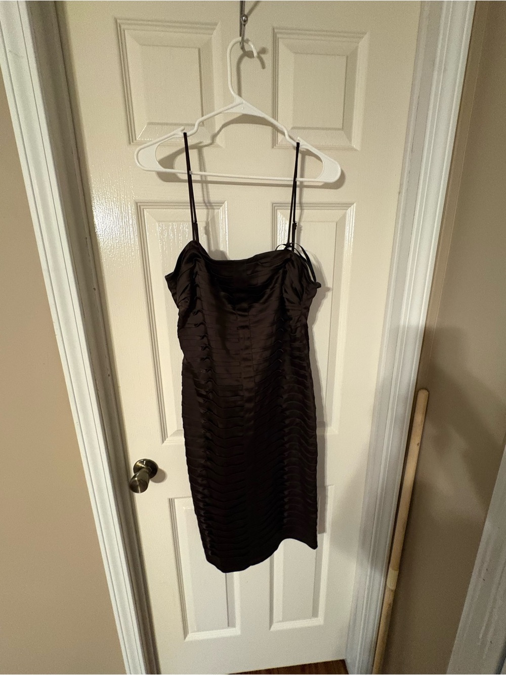 Calvin Klein Dark Brown Ruched Slip Dress